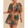 image:imageMakeMeChic Womens Plus Size Beach Cover Ups Shirt Dress Floral Half Sleeve V Neck Boho Beach DressesLight Yellow