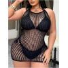 image:imageMakeMeChic Womens Plus Size Crochet Cover Up Dress Halter Sheer Swim Coverup Beach DressesBlack