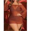 image:imageMakeMeChic Womens Plus Size Crochet Cover Up Dress Hollow Out Drawstring Bathing Suit Cover UpBrown