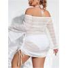 image:imageMakeMeChic Womens Plus Size Crochet Cover Up Dress Hollow Out Drawstring Bathing Suit Cover UpWhite