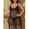 image:imageMakeMeChic Womens Plus Size Crochet Cover Up Hollow Out Fringe Beach Dress CoverupBlack