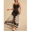 image:imageMakeMeChic Womens Plus Size Swimsuit Cami Dress Coverup Backless Tropical Sheer Beach Boho Maxi DressMulticolor