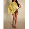 image:imageMakeMeChic Womens Sequin Swimsuit Cover Up Sparkly Asymmetrical Beach Poncho TopsYellow