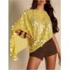 image:imageMakeMeChic Womens Sequin Swimsuit Cover Up Sparkly Asymmetrical Beach Poncho TopsYellow
