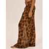 image:imageMakeMeChic Womens Sheer Mesh Beach Pants Swimsuit Coverup Cheetah Print Wide Leg Pants Cover UpsCoffee Brown