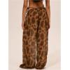 image:imageMakeMeChic Womens Sheer Mesh Beach Pants Swimsuit Coverup Cheetah Print Wide Leg Pants Cover UpsCoffee Brown