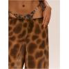 image:imageMakeMeChic Womens Sheer Mesh Beach Pants Swimsuit Coverup Cheetah Print Wide Leg Pants Cover UpsCoffee Brown