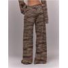image:imageMakeMeChic Womens Striped Fuzzy Baggy Pants Drawstring Low Waist Wide Leg TrousersBrown