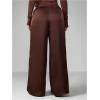 image:imageMakeMeChic Womens Summer Satin Pants Low Rise Drawstring Waist Straight Leg TrousersCoffee Brown