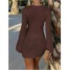 image:imageMakeMeChic Womens Swimsuit Coverup Crochet Mini Dress Bathing Suit Beach Cover UpCoffee Brown