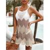 image:imageMakeMeChic Womens Swimsuit Coverups Crochet Dress Color Block Hollow Out Beach Cover UpKhaki