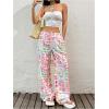 image:imageMakeMeChic Womens Tropical Print Palazzo Pants Low Waist Wide Leg Summer TrousersMulticolor