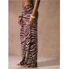 image:imageMakeMeChic Womens Wide Leg Beach Pants Swimsuit Coverup Zebra Striped Chiffon Cover UpsZebra Brown