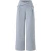 image:imageMakeMeChic Womens Wide Leg Pants Fleece Lined Crossover Elastic Waist Baggy SweatpantsLight Grey