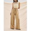 image:imageMakeMeChic Womens Wide Leg Pants Lace Drawstring High Waist Palazzo TrousersKhaki