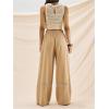 image:imageMakeMeChic Womens Wide Leg Pants Lace Drawstring High Waist Palazzo TrousersKhaki