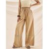 image:imageMakeMeChic Womens Wide Leg Pants Lace Drawstring High Waist Palazzo TrousersKhaki