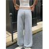 image:imageMakeMeChic Womens Wide Leg Sweatpants Drawstring Elastic Waist Baggy Athletic Sweat PantsLight Grey