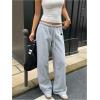 image:imageMakeMeChic Womens Wide Leg Sweatpants Drawstring Elastic Waist Baggy Athletic Sweat PantsLight Grey