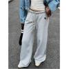 image:imageMakeMeChic Womens Wide Leg Sweatpants Drawstring Elastic Waist Baggy Athletic Sweat PantsLight Grey