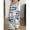 image:imageMakeMeChic Womens Y2k Plus Size Striped Baggy Sweatpants Drawstring Low Waist Wide Leg TrousersWhite and Blue