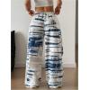 image:imageMakeMeChic Womens Y2k Plus Size Striped Baggy Sweatpants Drawstring Low Waist Wide Leg TrousersWhite and Blue