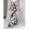 image:imageMakeMeChic Womens Zebra Striped Pleated Pants Straight Leg High Waisted Business TrousersMulticolor