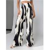 image:imageMakeMeChic Womens Zebra Striped Pleated Pants Straight Leg High Waisted Business TrousersMulticolor