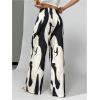 image:imageMakeMeChic Womens Zebra Striped Pleated Pants Straight Leg High Waisted Business TrousersMulticolor
