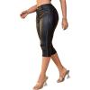 image:imageMakeMeChic Womens Capri Pants Faux Leather Mid Waist Party Clubwear TrousersBlack