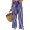 image:imageMakeMeChic Womens Crochet Striped Cover Up Pants Wide Leg Summer Beach Vacation CoverupsBlue and White