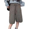image:imageMakeMeChic Womens Fall Knitted Shorts Y2K Drawstring Knee Length Shorts Straight Leg StreetwearGrey