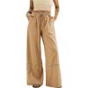 image:imageMakeMeChic Womens Wide Leg Pants Lace Drawstring High Waist Palazzo TrousersKhaki