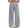 image:imageMakeMeChic Womens Wide Leg Sweatpants Drawstring Elastic Waist Baggy Athletic Sweat PantsLight Grey