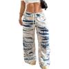 image:imageMakeMeChic Womens Y2k Plus Size Striped Baggy Sweatpants Drawstring Low Waist Wide Leg TrousersWhite and Blue