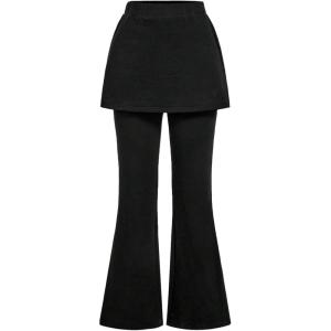 image:imageMakeMeChic Womens High Waist Leggings Bell Bottom Flared Pants with SkirtBlack