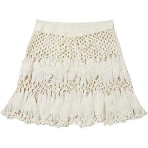 image:imageMakeMeChic Womens Swimsuit Coverup Crochet Skirt Tie Waist Bathing Suit Knit Beach Mini Skirt for VacationBeige