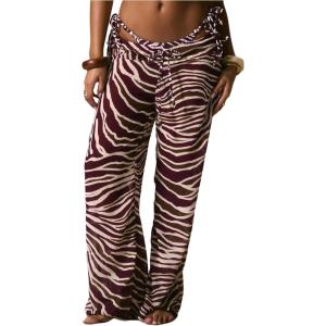 image:imageMakeMeChic Womens Wide Leg Beach Pants Swimsuit Coverup Zebra Striped Chiffon Cover UpsZebra Brown