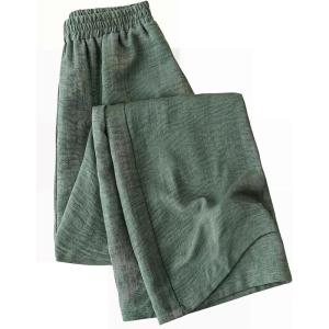image:imageMakeMeChic Womens Wide Leg Palazzo Pants Elastic High Waisted Loose Baggy Spring TrousersGreen
