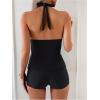 image:imageMakeMeChic Womens 2 Piece Summer Tankini Sets Halter Tie Backless Modest Swimsuit Beach ClothingBlack