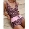 image:imageMakeMeChic Womens 2 Piece Tankini Swimsuits Polka Dots Swimsuit Tummy Control Bathing Suit with ShortsPink