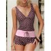 image:imageMakeMeChic Womens 2 Piece Tankini Swimsuits Polka Dots Swimsuit Tummy Control Bathing Suit with ShortsPink