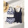 image:imageMakeMeChic Womens 3 Piece Tankini Sets Swimsuit Tropical Print Halter Summer Beach Bathing SuitsBlue