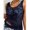 image:imageMakeMeChic Womens 3 Piece Tankini Sets Swimsuit Tropical Print Halter Summer Beach Bathing SuitsBlue