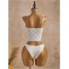 image:imageMakeMeChic Womens Boho Vacation Floral Lace Tankini Swimsuits Ruffle Cheeky Two Piece Bathing SuitsApricot