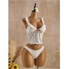 image:imageMakeMeChic Womens Boho Vacation Floral Lace Tankini Swimsuits Ruffle Cheeky Two Piece Bathing SuitsApricot