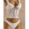 image:imageMakeMeChic Womens Boho Vacation Floral Lace Tankini Swimsuits Ruffle Cheeky Two Piece Bathing SuitsApricot