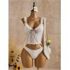 image:imageMakeMeChic Womens Boho Vacation Floral Lace Tankini Swimsuits Ruffle Cheeky Two Piece Bathing SuitsApricot