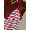image:imageMakeMeChic Womens Cute Tankini Swimsuits Y2K Halter Triangle Tie Backless Tummy Control Beach Bathing SuitMulticolor B