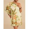 image:imageMakeMeChic Womens Plus Size Mini Dress Floral Print One Shoulder Boho Summer Holiday Short DressesYellow